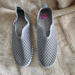 Ilse Jacobsen Tulip Gray Perforated Nubuck Slip On Shoes Flats Size 38 US7.5